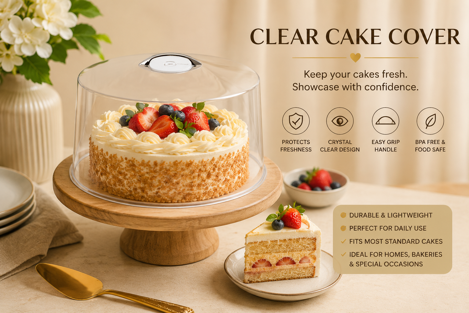 12" Clear Cake Carrier with Dome Lid