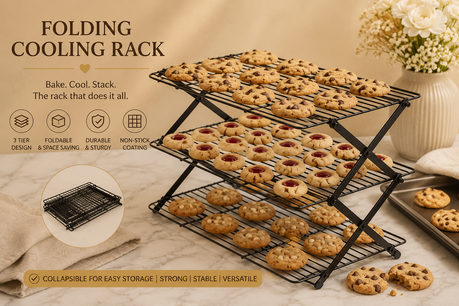 3-Tier Folding Cooling Rack