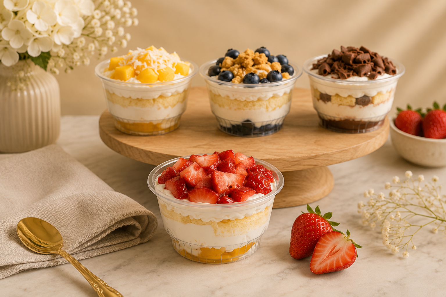 Clear Plastic Dessert Cups with Lids