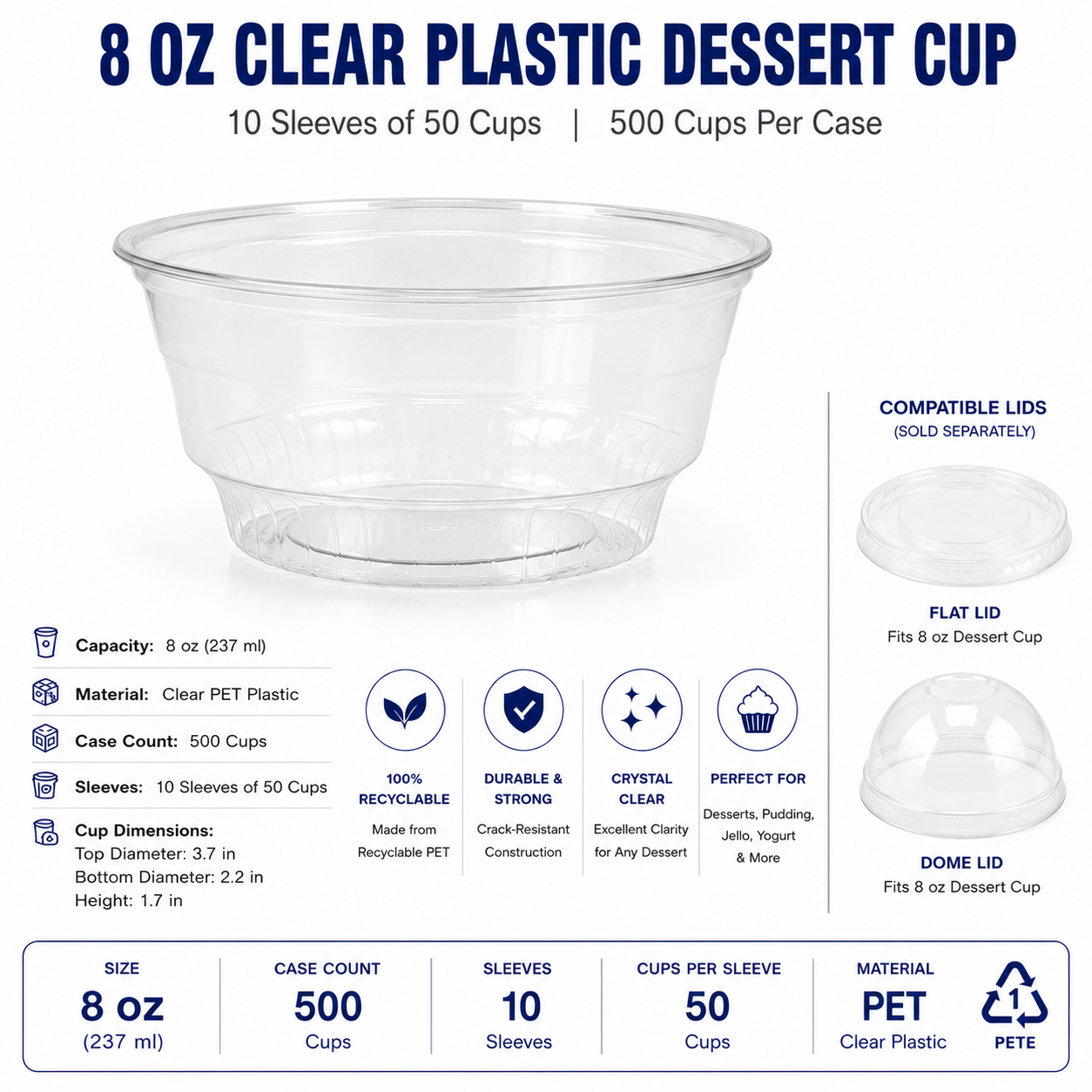 8 oz Clear Plastic Dessert Cups